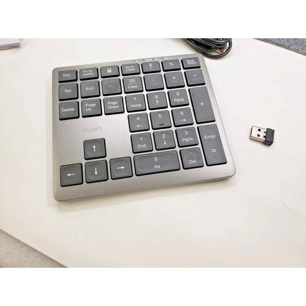 Bluetooth & 2.4G Number Pad, Rechargeable Wireless Numeric Keypad, Slim Silent